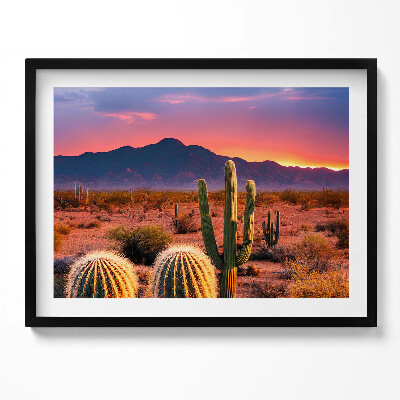 Obraz s rámem Západ slunce v poušti