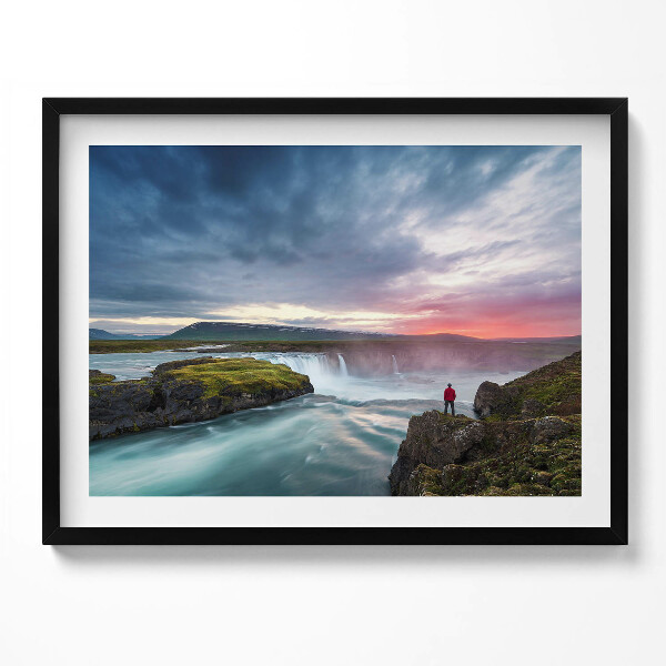 Obraz s rámem Krajina s vodopádem Godafoss