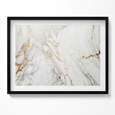 Obraz s rámem Světlý mramor se zlatem