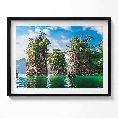 Obraz s rámem Jezero stromy příroda