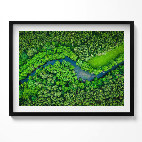 Obraz s rámem Les a řeka z ptačí perspektivy