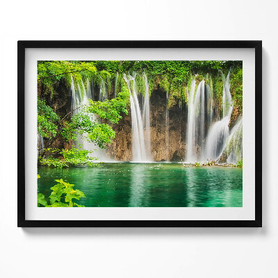Obraz s rámem Příroda - jezero vodopád a vegetace