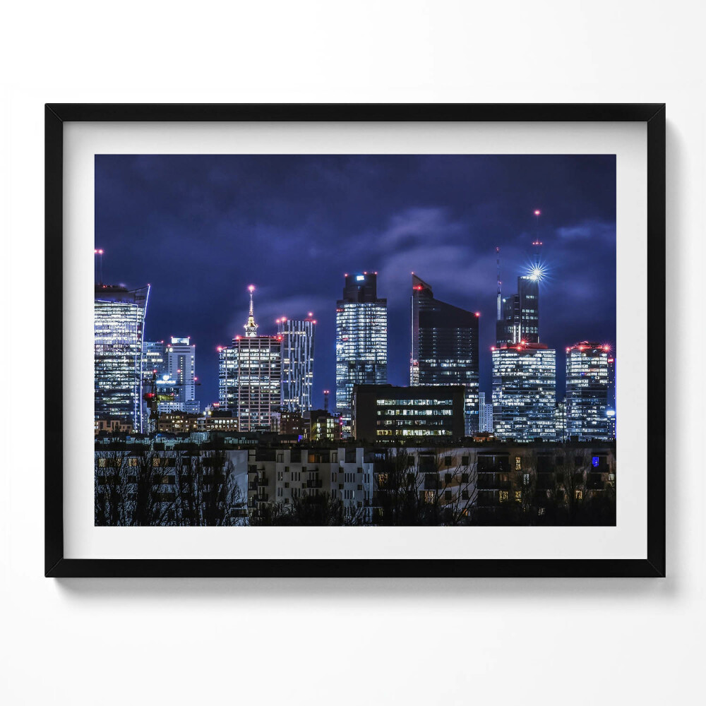 Obraz s rámem Městské budovy v noci