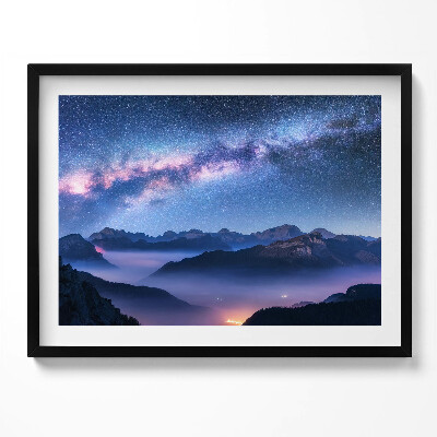 Obraz s rámem Hvězdná obloha nad horami