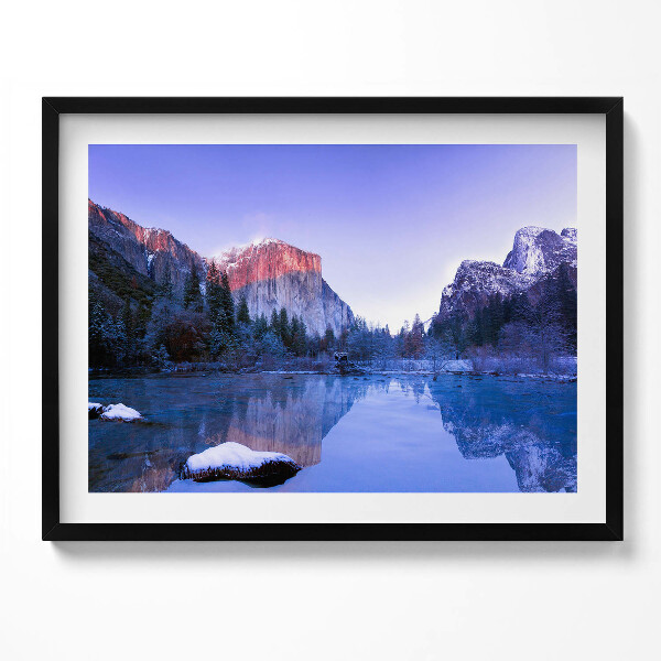 Obraz s rámem Zimní krajina jezera