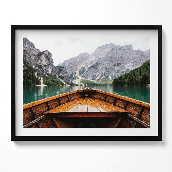 Obraz s rámem Loď na horském jezeře