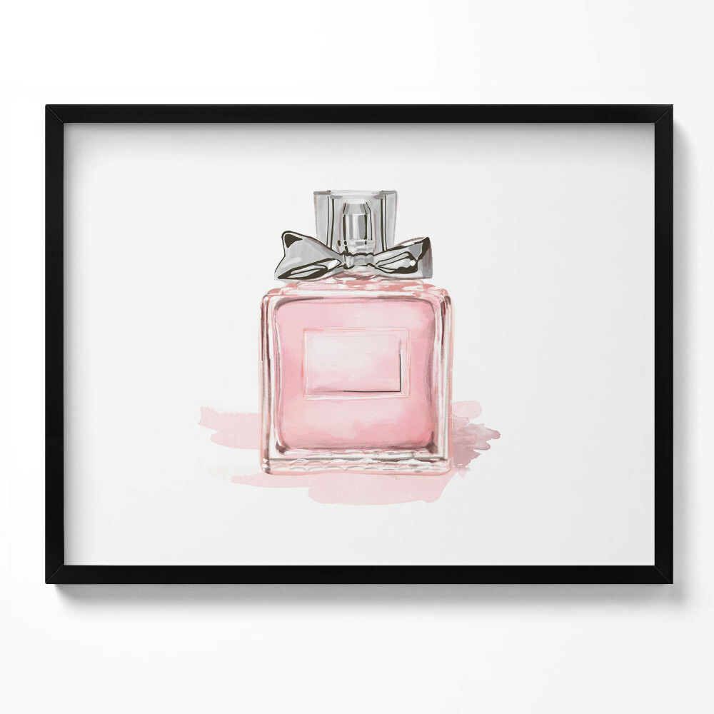 Obraz s rámem Růžový parfém s mašlí