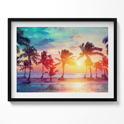 Obraz s rámem Miami palmy při východu slunce