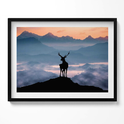 Obraz s rámem Jelen na vrcholcích hor