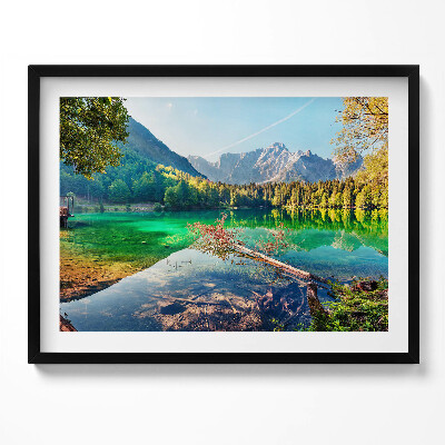 Obraz s rámem Krajina horského jezera mezi stromy