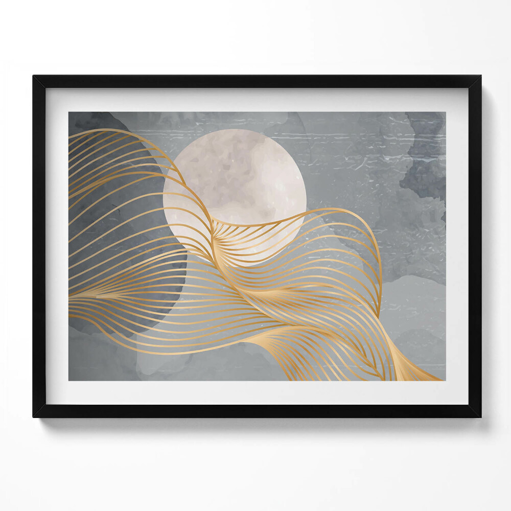 Obraz s rámem Abstraktní ilustrace měsíce se zlatem
