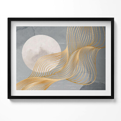 Obraz s rámem Abstraktní ilustrace měsíce se zlatem