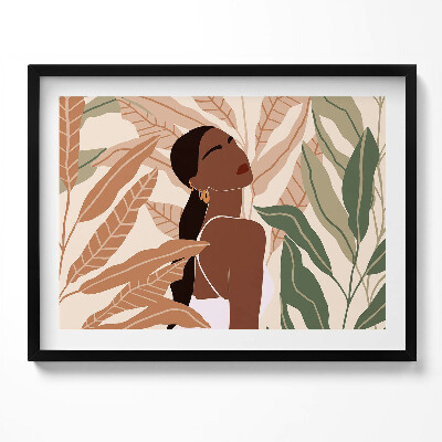 Obraz s rámem Ilustrace ženy mezi listy v boho stylu