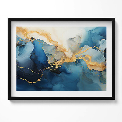 Obraz s rámem Tekutá abstrakce se zlatem