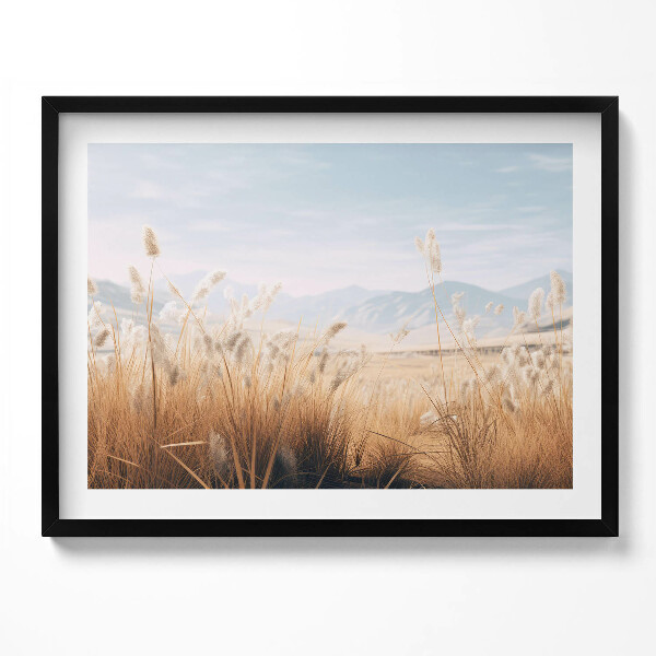 Obraz s rámem Romantická krajina trávy a hor v boho stylu