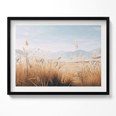 Obraz s rámem Romantická krajina trávy a hor v boho stylu