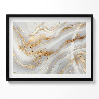 Obraz s rámem Textura mramoru se zlatem