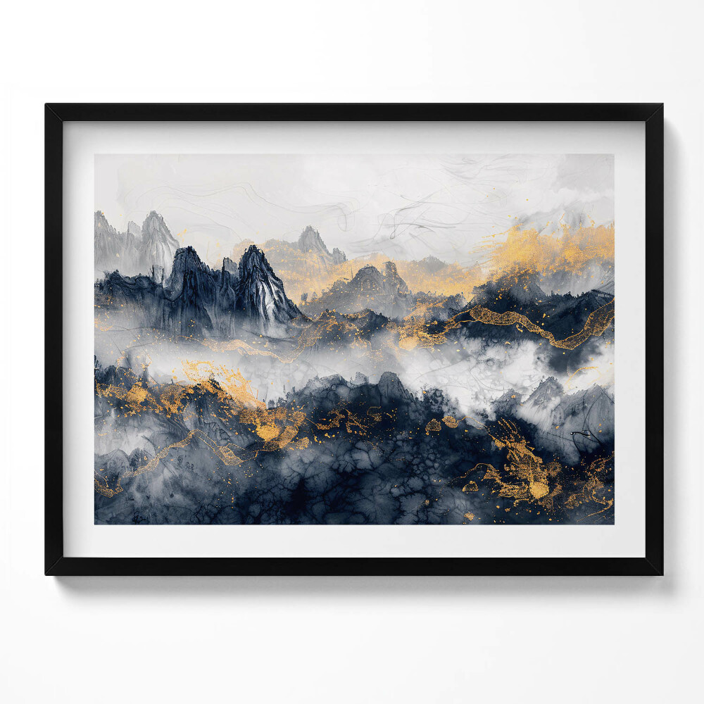 Obraz s rámem Abstraktní krajina hor mezi mraky