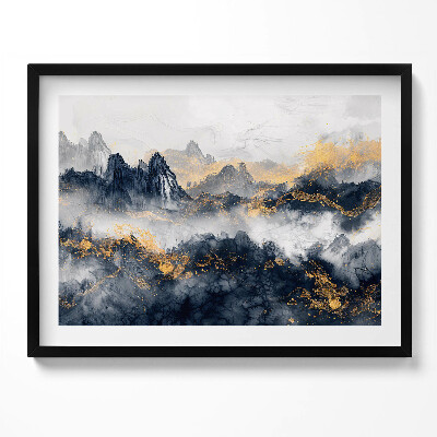 Obraz s rámem Abstraktní krajina hor mezi mraky