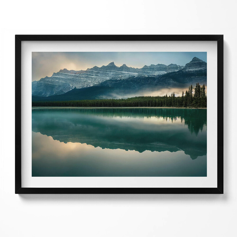 Obraz s rámem Krajina lesní jezero a hory