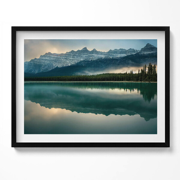 Obraz s rámem Krajina lesní jezero a hory