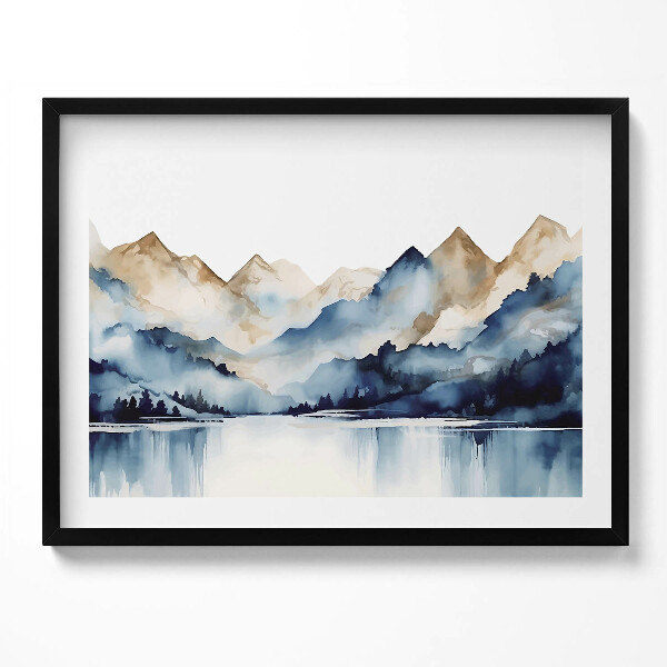 Obraz s rámem Akvarel krajina hor a jezera