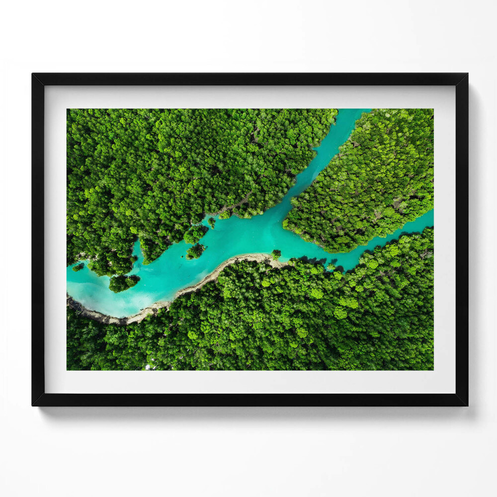 Obraz s rámem Řeka v tropických lesích z ptačí perspektivy