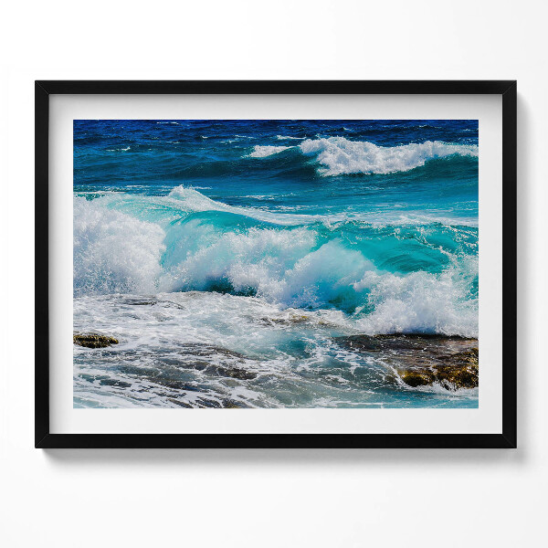 Obraz s rámem Mořské modré vlny