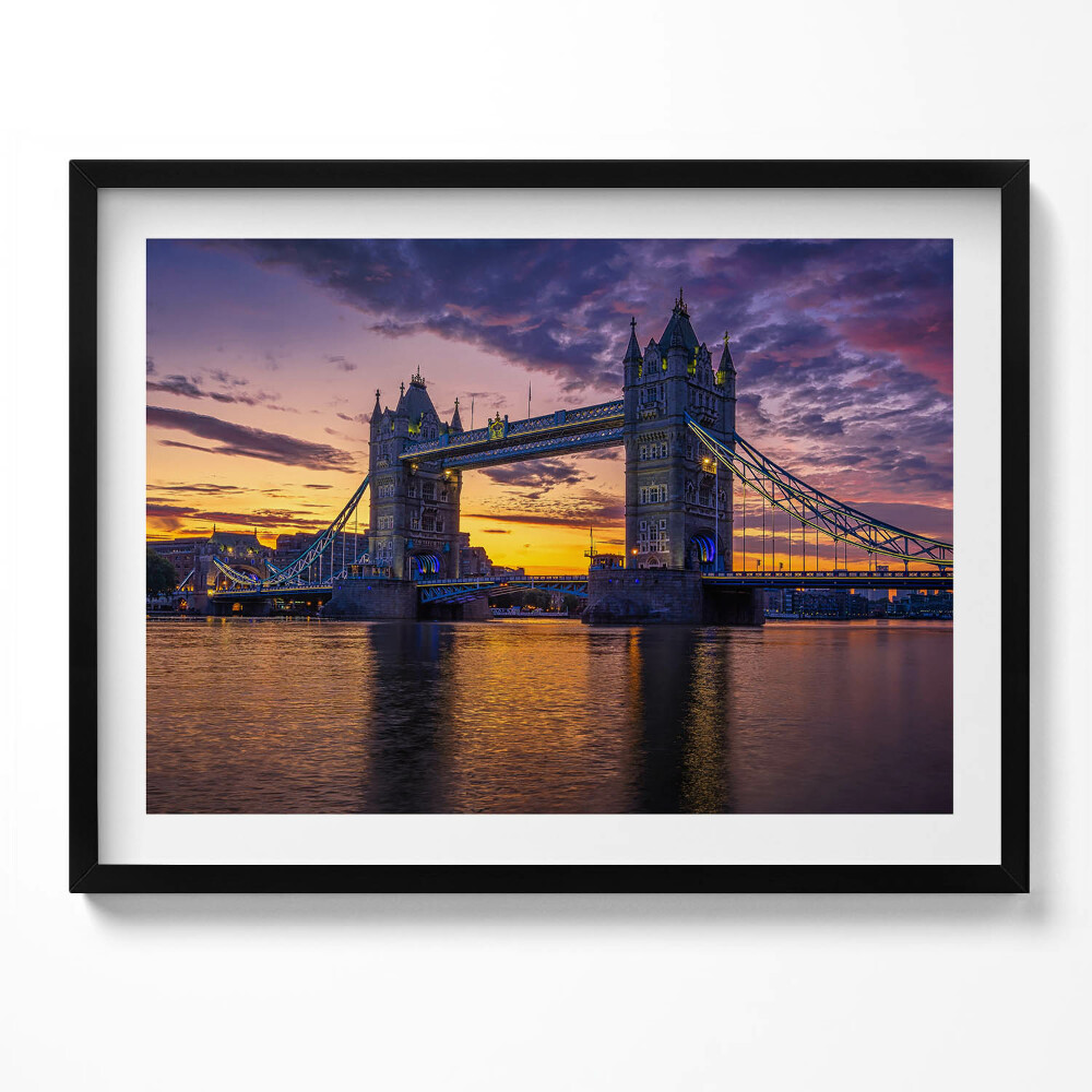Obraz s rámem Brooklynský most a londýnská vodní hladina
