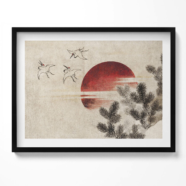 Obraz s rámem Japonské umění zapadajícího slunce