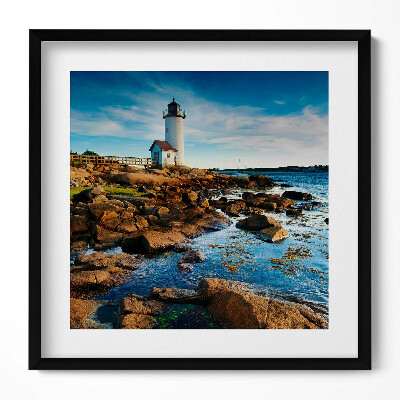 Obraz v rámu efektivní Maják, skály a nebeská krajina