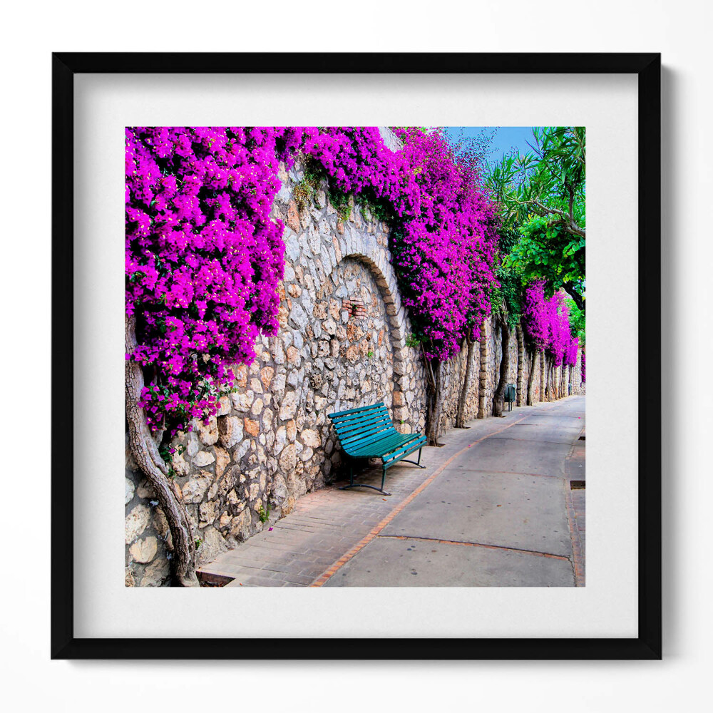 Obraz v rámu efektivní Cesta s květinami v Capri, Itálie