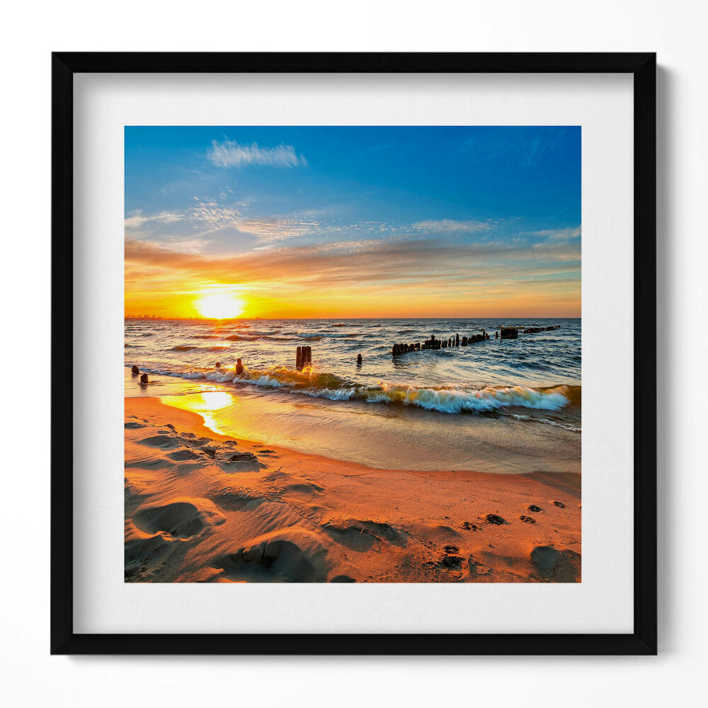 Obraz v rámu efektivní Východ slunce nad mořem