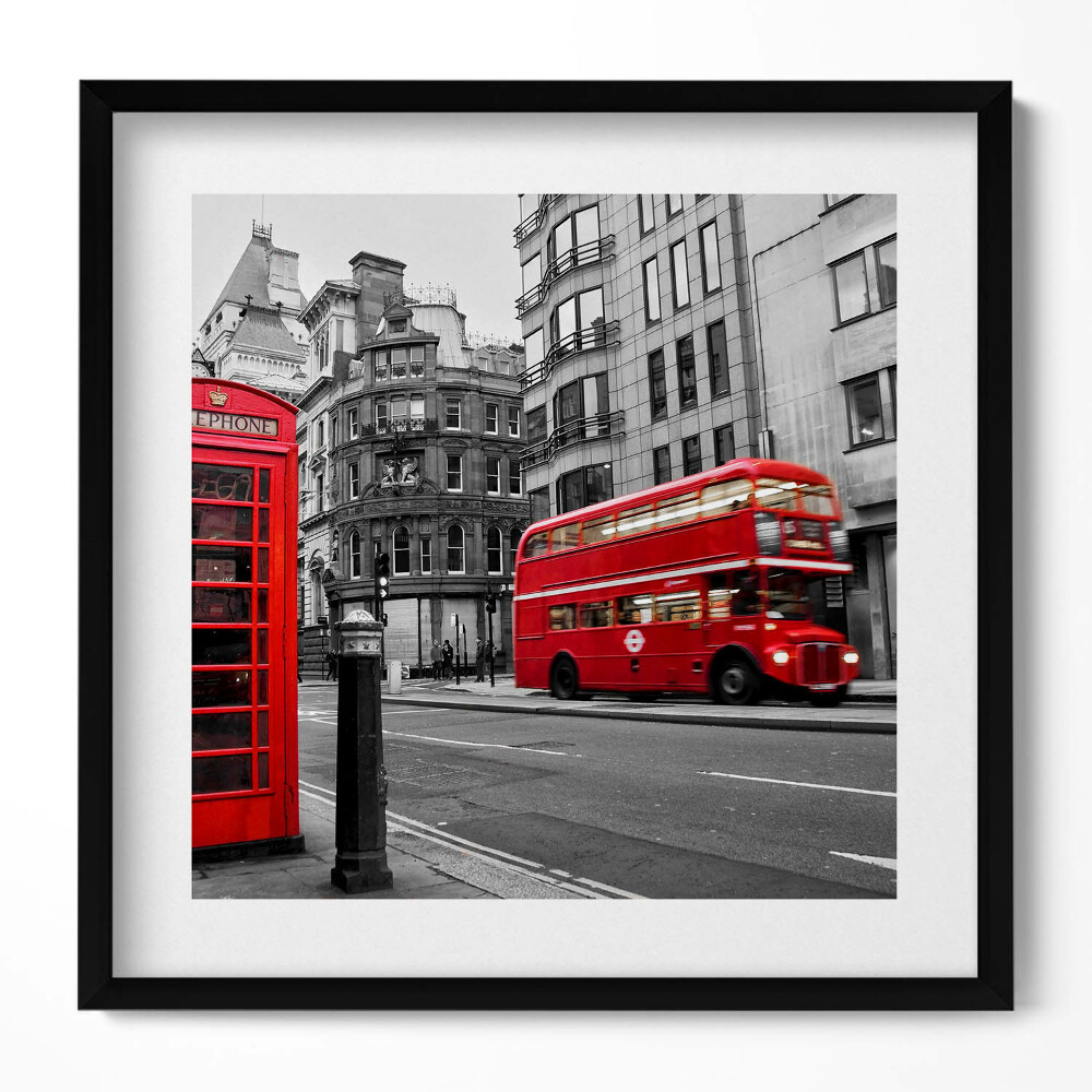 Obraz v rámu efektivní Historický americký autobus na ulici