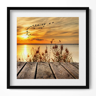 Obraz v rámu efektivní Molo při západu slunce