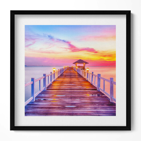 Obraz v rámu efektivní Zalesněný most v přístavu