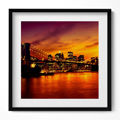 Obraz v rámu efektivní Večerní pohled na Brooklynský most