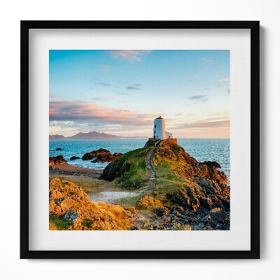 Obraz v rámu efektivní Osamělý maják na útesu