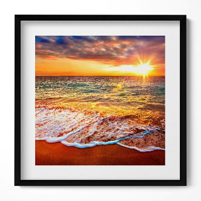 Obraz v rámu efektivní Mořské vlny při západu slunce