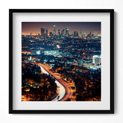 Obraz v rámu efektivní Město v noci z ptačí perspektivy