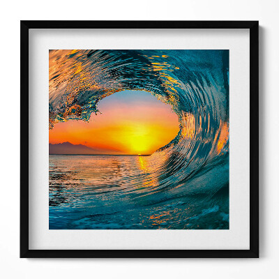 Obraz v rámu efektivní Vodní vlna při západu slunce