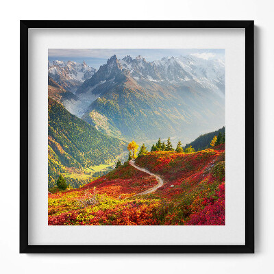 Obraz v rámu efektivní Krajina hor a barevných luk