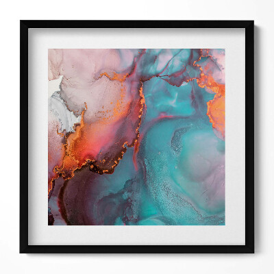 Obraz v rámu efektivní Tyrkysový a zlatý mramor