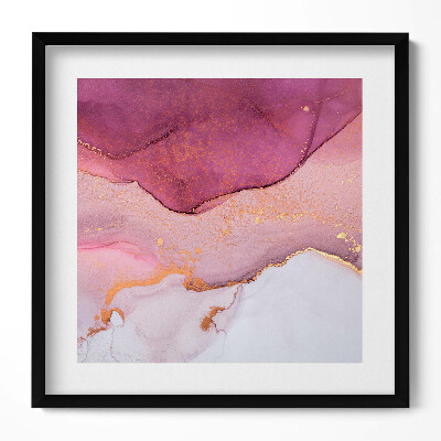 Obraz v rámu efektivní Růžová abstrakce se zlatem