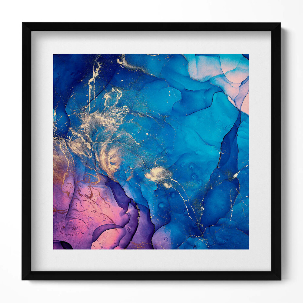 Obraz v rámu efektivní Modrá abstrakce s růžovou