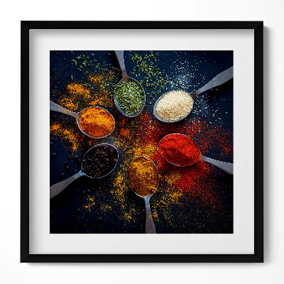 Obraz v rámu efektivní Kuchyňské lžíce s barevným kořením