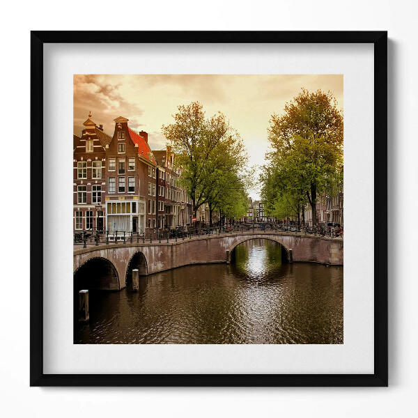 Obraz v rámu efektivní Amsterdamské kanály uvnitř města