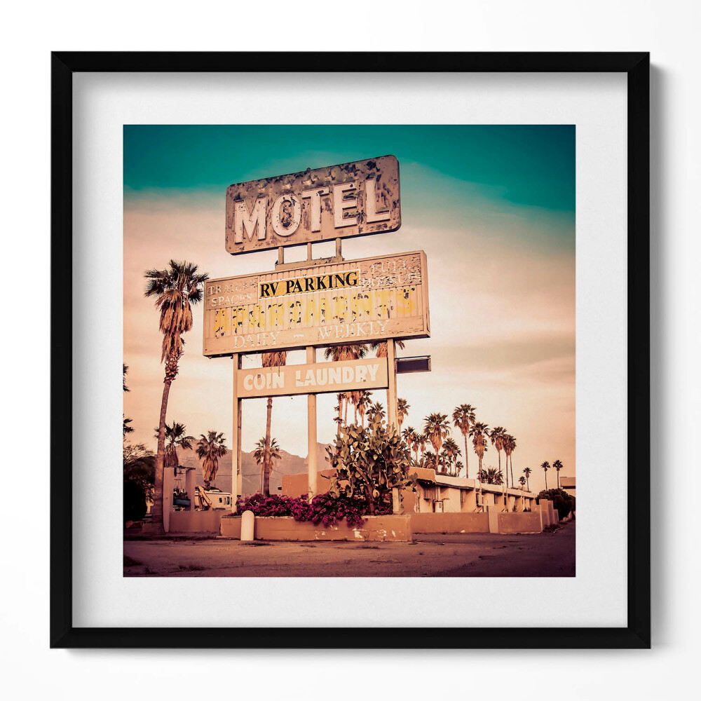 Obraz v rámu efektivní USA silniční znamení motelu