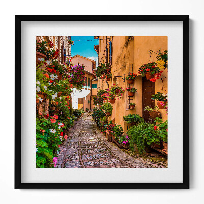 Obraz v rámu efektivní Květinová ulice ve městě Umbria