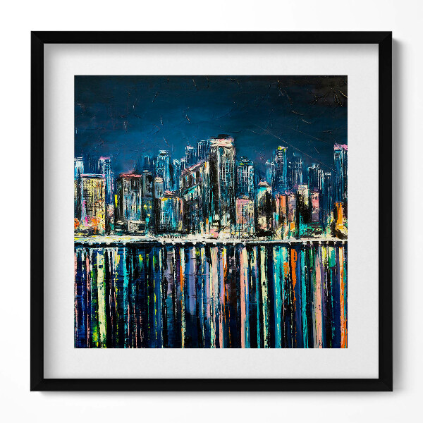 Obraz v rámu efektivní Země květin - fantazie přímořského města